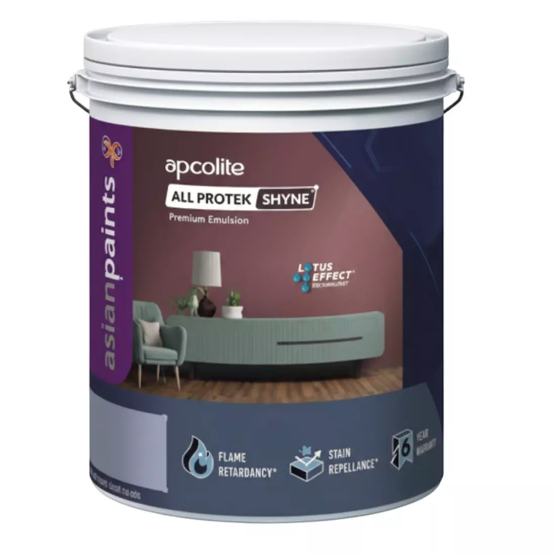 Asian Paints All Protek Shyne Interior Paints White Liquid Form 1 L Capacity Smooth Finish for Interior Walls