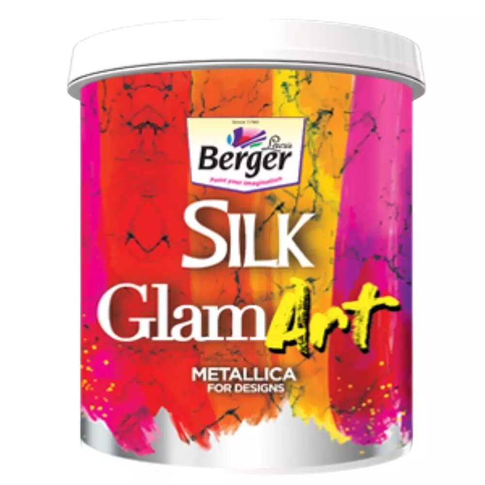 Berger Silk 1 L GlamArt Metallica Emulsion Paint Gold Color with Glossy Finish and 130-150 sq. ft./L/coat Coverage