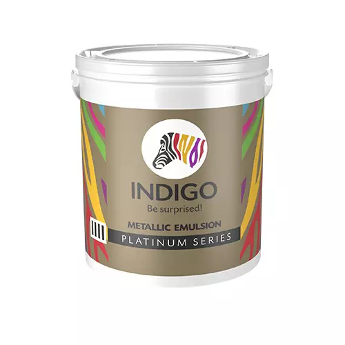 Indigo 10 L Wall Paint Platinum Series Metallic Interior or Exterior Emulsion Semi Glossy Finish Water Based 24k Gold Color, INDIGO00092