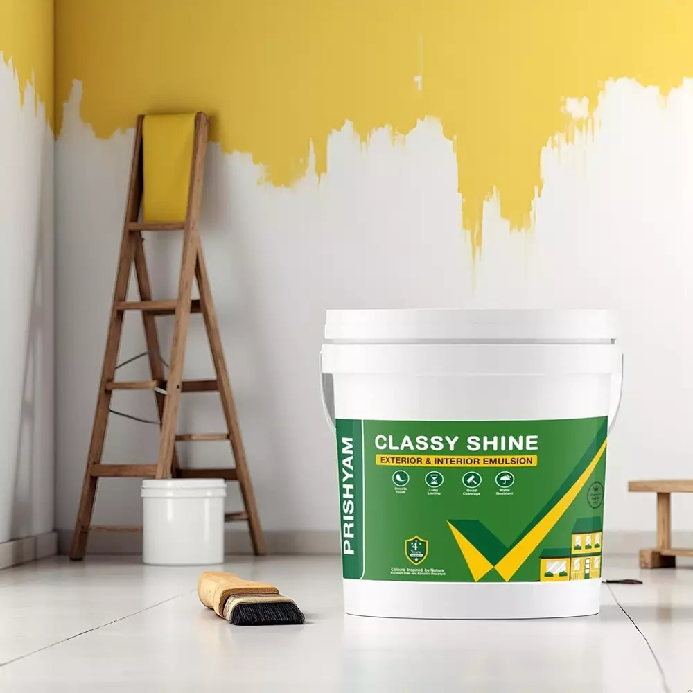 Classy Shine 4 L Exterior and Interior Emulsion Premium Long-Lasting Weatherproof Wall Paint with Gloss Shine (White), CS - 4 Ltr