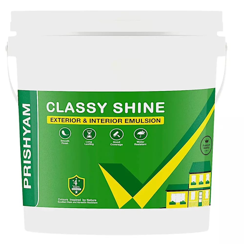 Classy Shine 20 L Exterior and Interior Emulsion Premium Long-Lasting Weatherproof Wall Paint with Gloss Shine (White), CS - 20 Ltr
