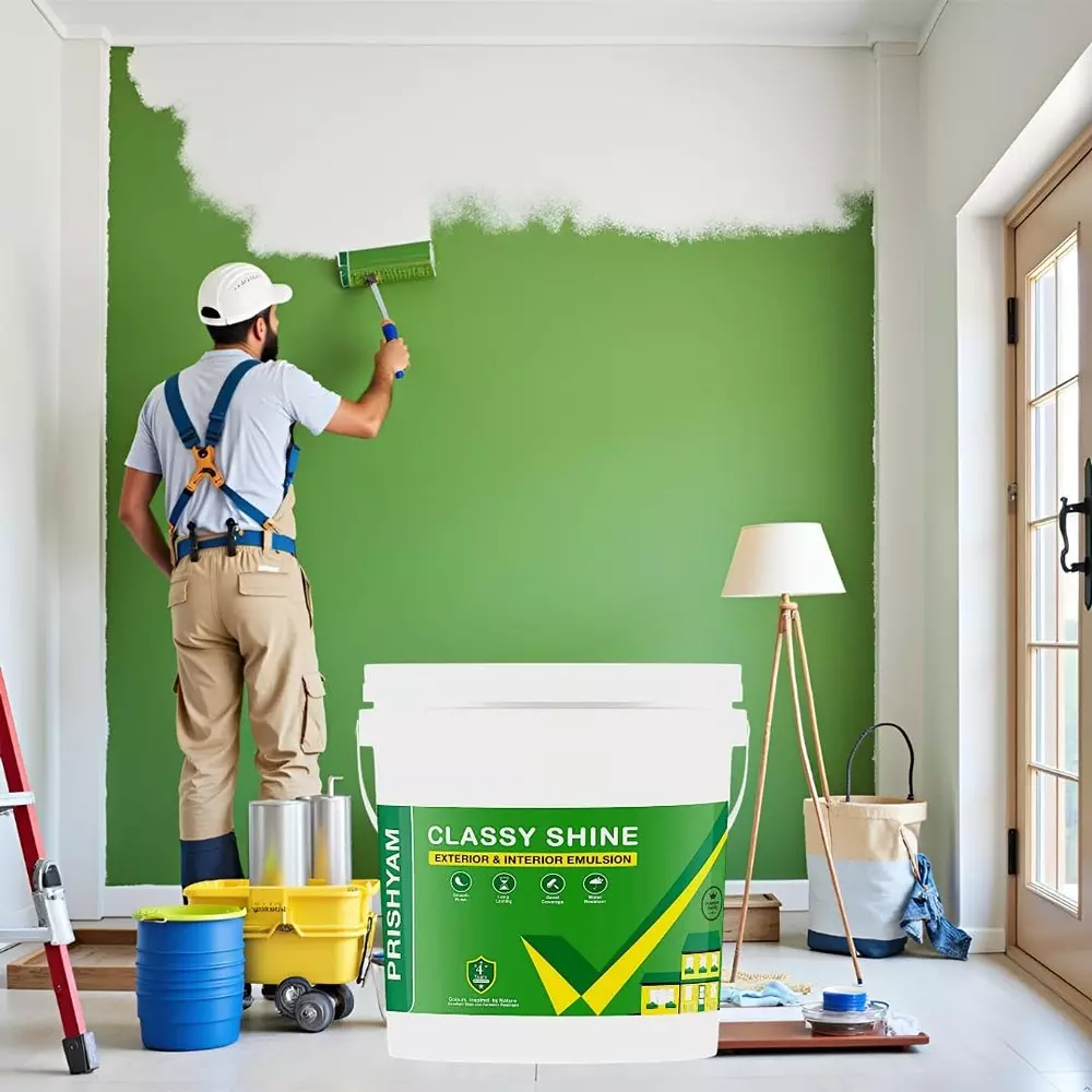 Classy Shine 20 L Exterior and Interior Emulsion Premium Long-Lasting Weatherproof Wall Paint with Gloss Shine (White), CS - 20 Ltr