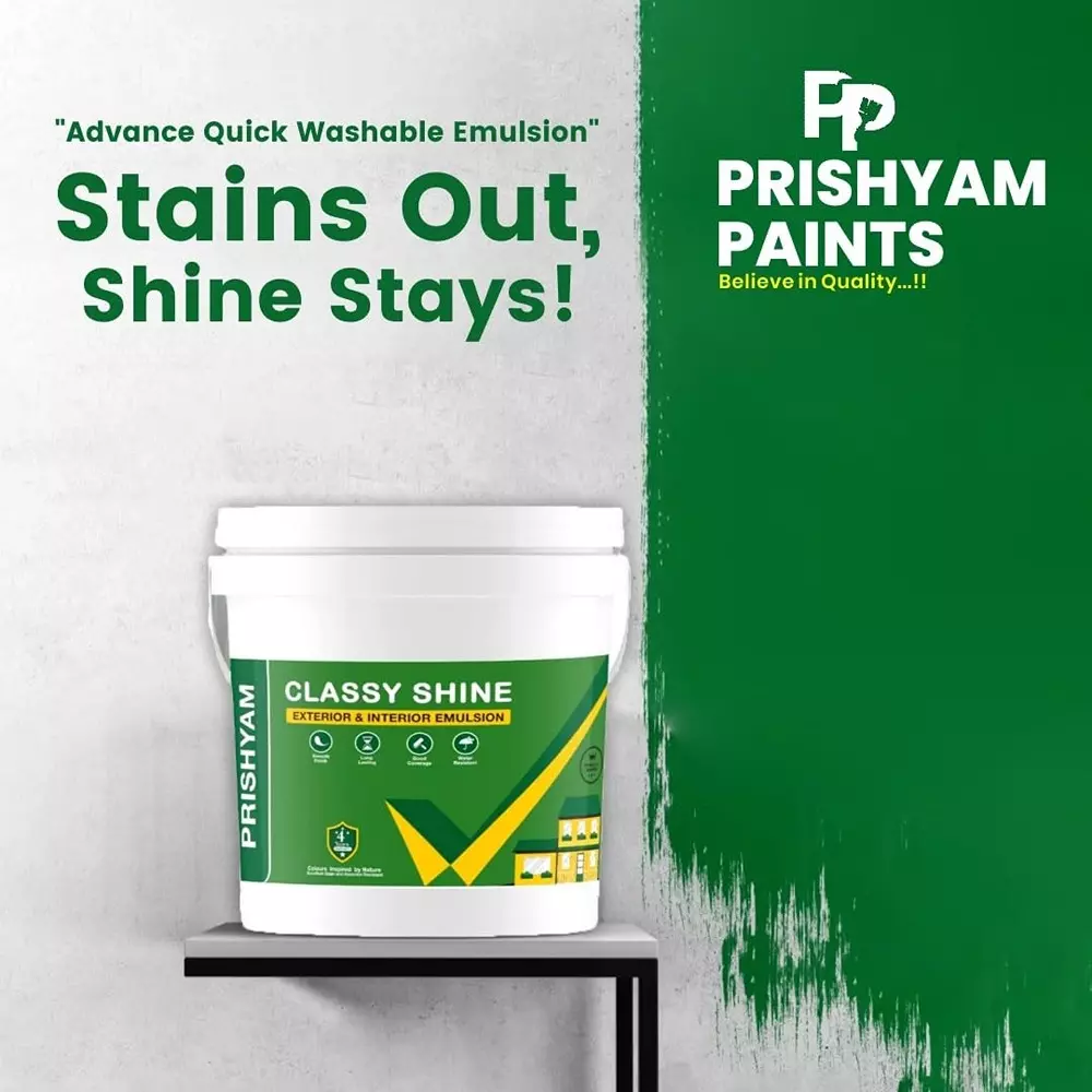Classy Shine 20 L Exterior and Interior Emulsion Premium Long-Lasting Weatherproof Wall Paint with Gloss Shine (White), CS - 20 Ltr