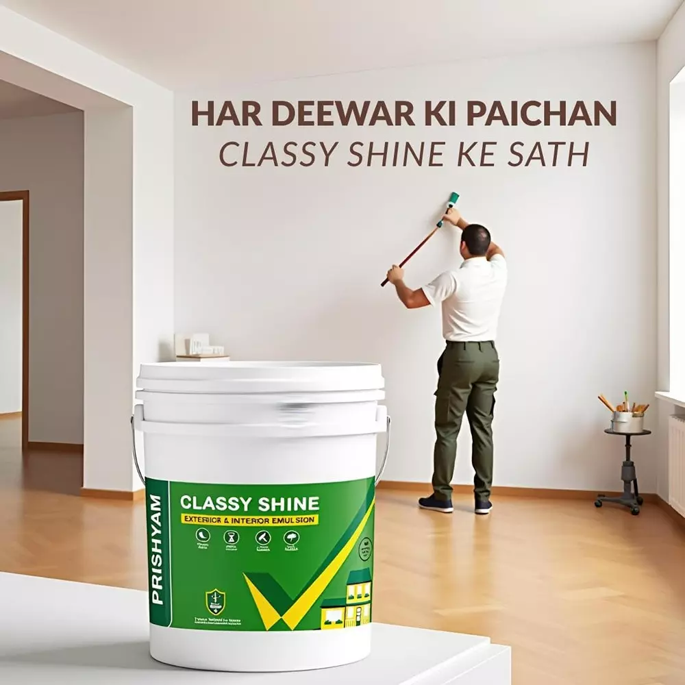 Classy Shine 20 L Exterior and Interior Emulsion Premium Long-Lasting Weatherproof Wall Paint with Gloss Shine (White), CS - 20 Ltr