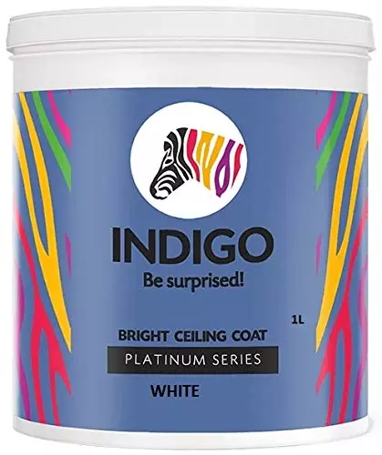 Indigo Platinum Series 1 L Bright Ceiling Coat Interior Emulsion Paint Brilliant White, INDIGO00278