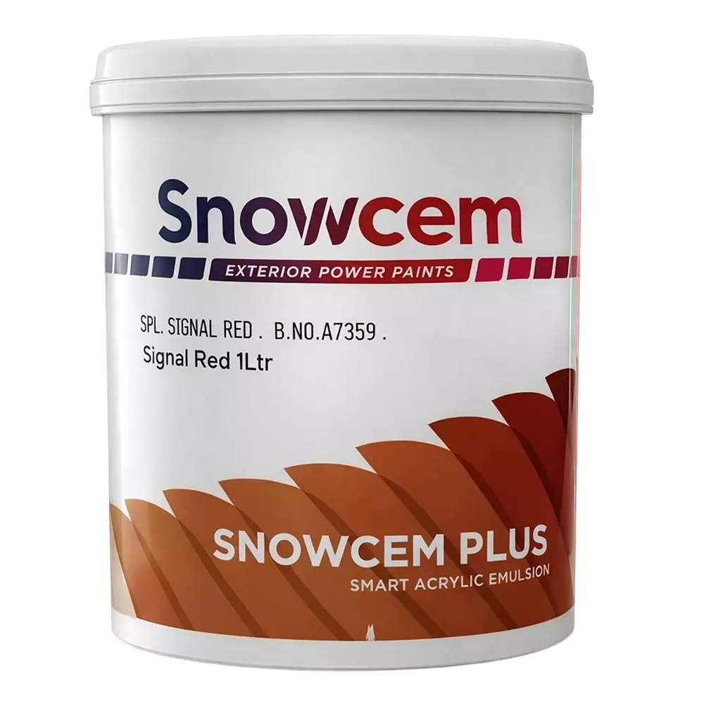Snowcem Plus Smart Acrylic Emulsion Signal Red 1 L Liquid Box Smooth Finish for Exterior