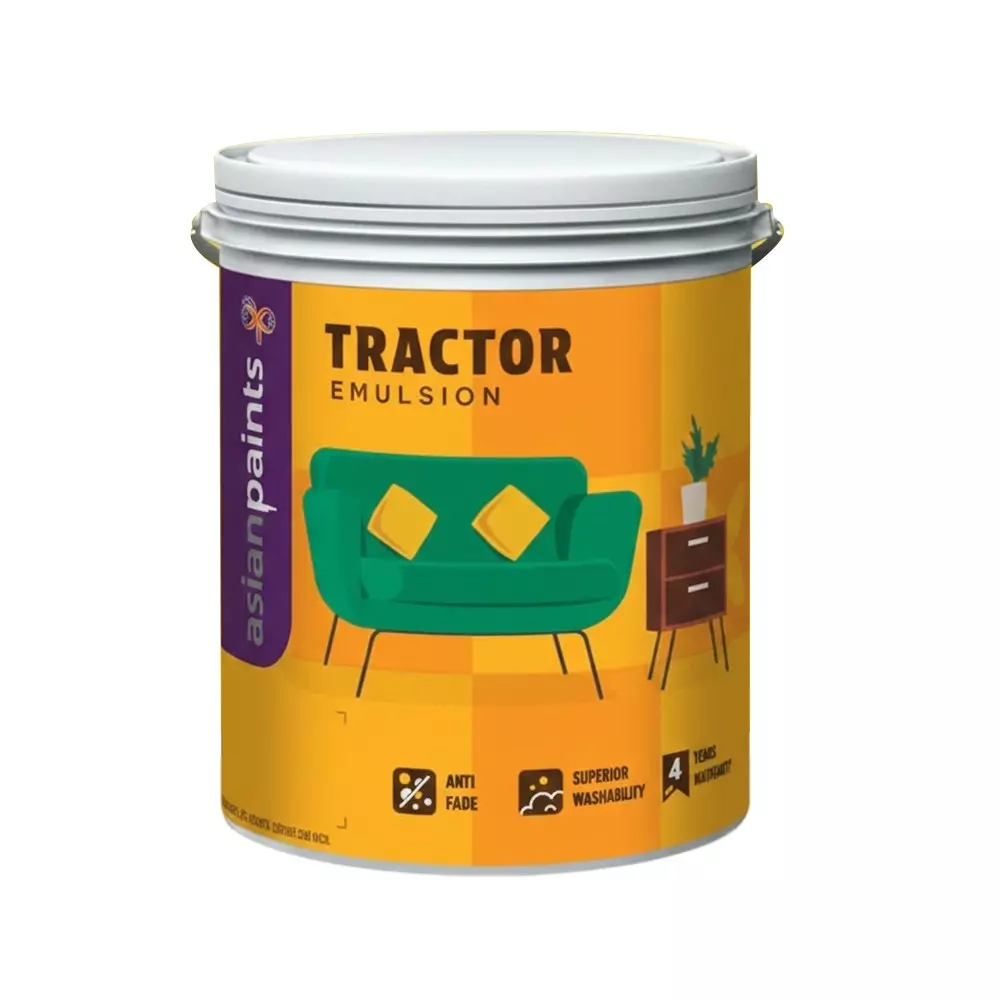 Asian Paints Tractor Emulsion Interior Paint 50% - 60% Water Dilution 3.6 L White Color