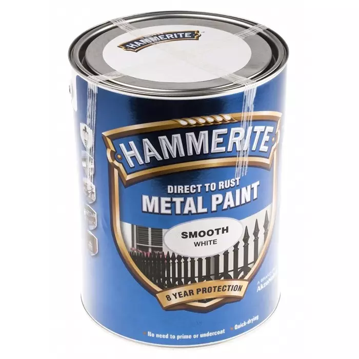 Hammerite Metal Paint in Smooth White 5L, 5084861
