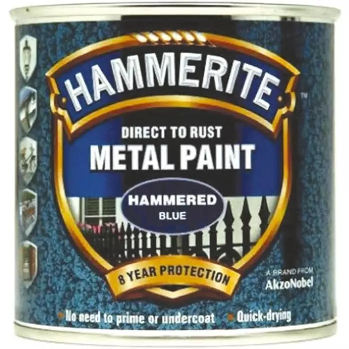 Hammerite Metal Paint in Ha mmered Blue 750ml, 5092938