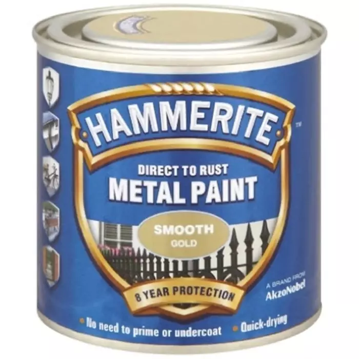 Hammerite Metal Paint in Smooth Gold 750ml, 5092830