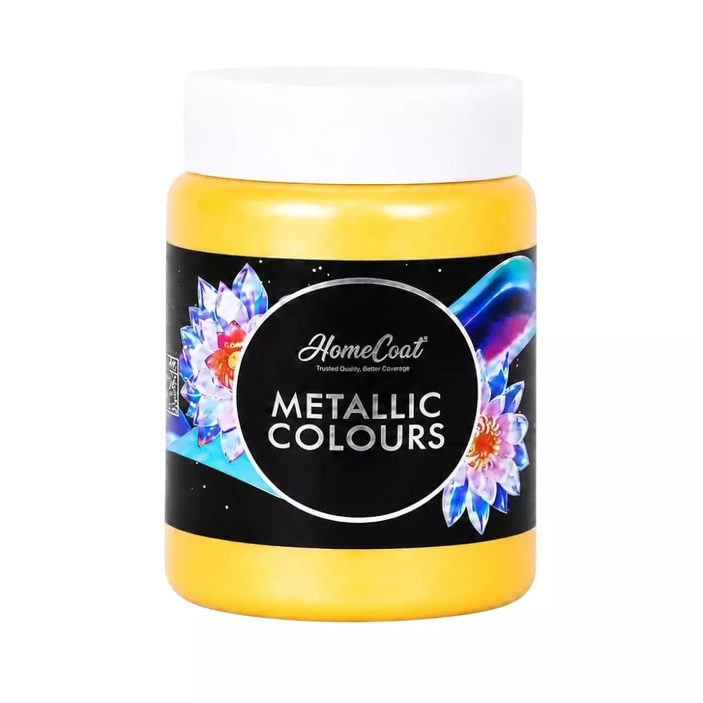 WinnerOne HomeCoat Acrylic Metallic Paint Sun Yellow Color 500 ml (Pack of 2 Pcs), PC 103