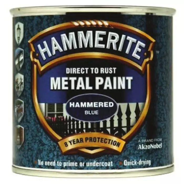 Hammerite Metal Paint in Ha mmered Blue 250ml, 5092936