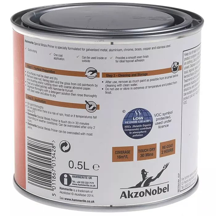 Hammerite Special Metals Primer Metal Special Metals Primer Paint Red 500ml, 5084910