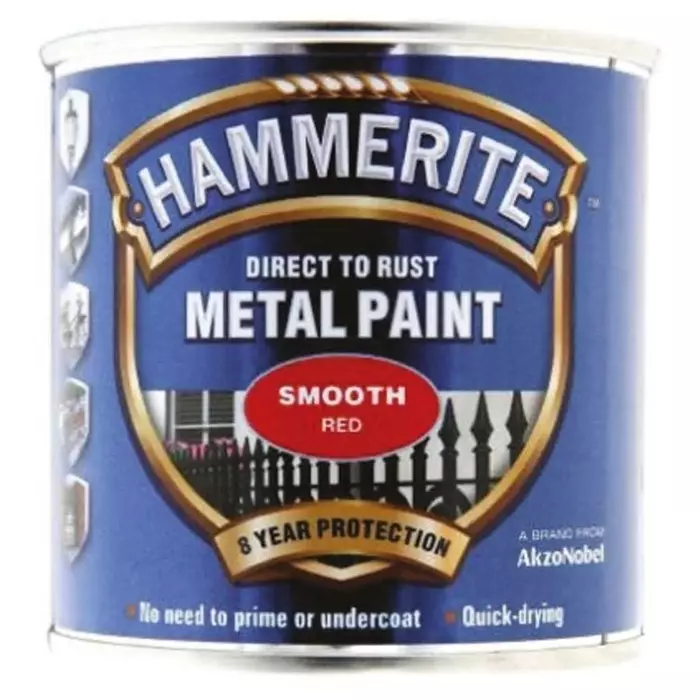 Hammerite Metal Paint in Smooth Red 250ml, 5084869
