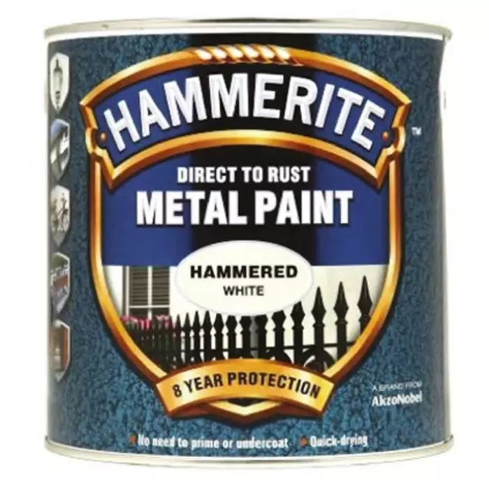 Hammerite Metal Paint in Ha mmered White 2.5L, 5084839