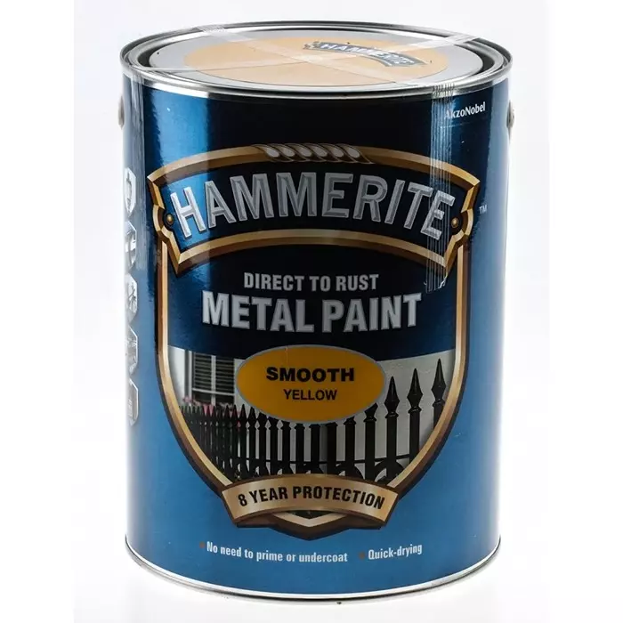 Hammerite Metal Paint in Smooth Yellow 5L, 5084878