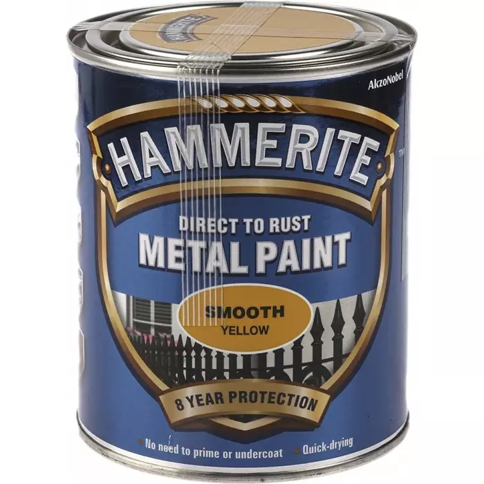 Hammerite Metal Paint in Smooth Yellow 750ml, 5092874