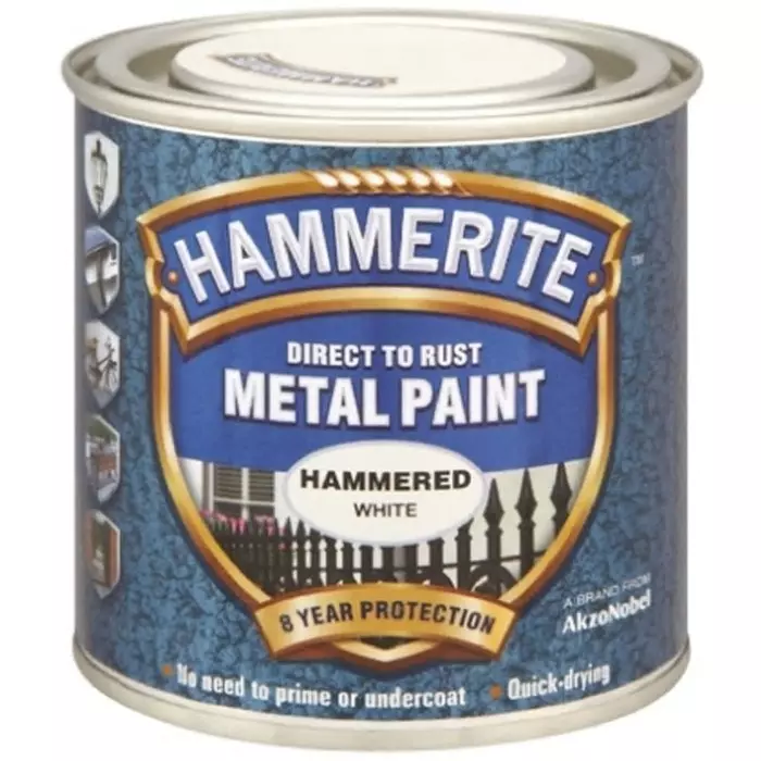 Hammerite Metal Paint in Ha mmered White 750ml, 5092971