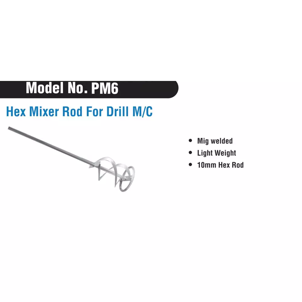 ADRAL Hex Paint Mixer Rod 600 mm Silver Steel for Drill Machine Use, PM6
