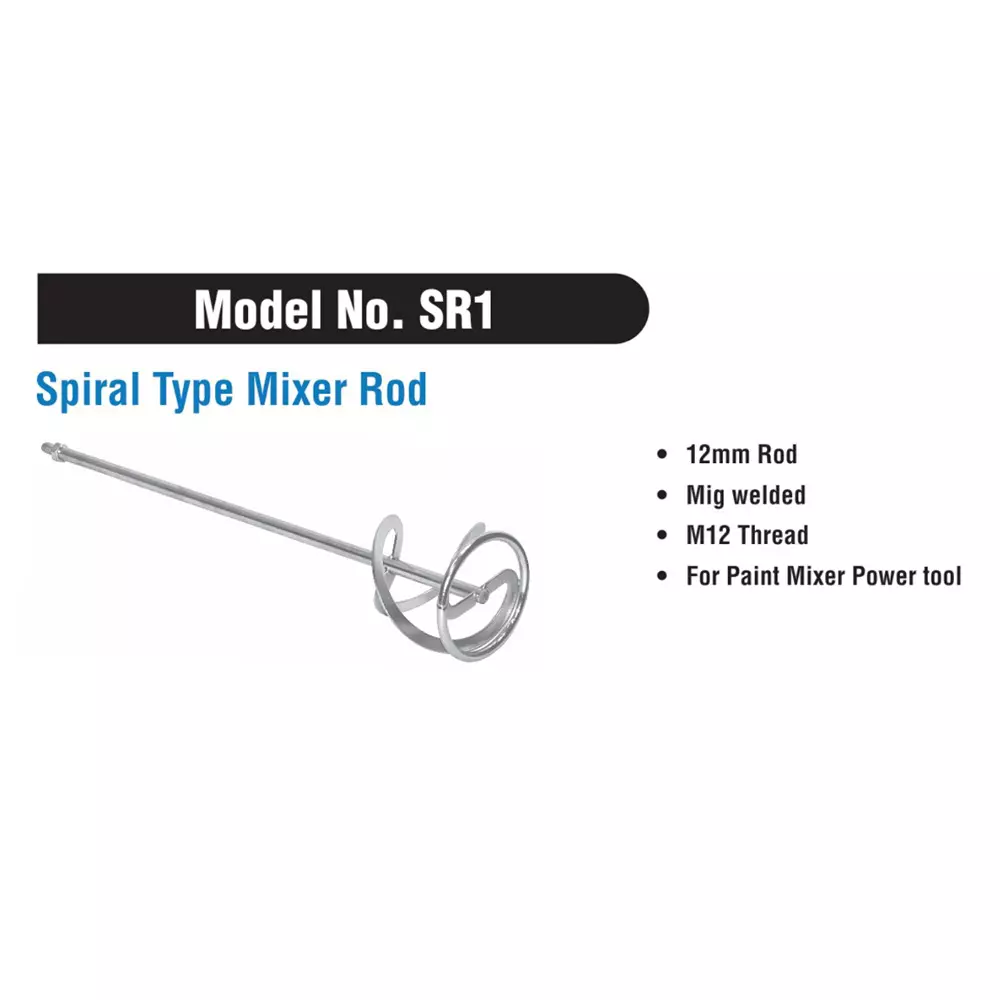 ADRAL Spiral Type Paint Mixer Rod 600 mm Silver Steel for Paint Mixing Use, SR1