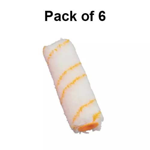 SHUYI Mini Paint Roller Refills 150 mm (6 inch) Yellow Line MIDI Interior, 416 (Pack of 6 Refill)