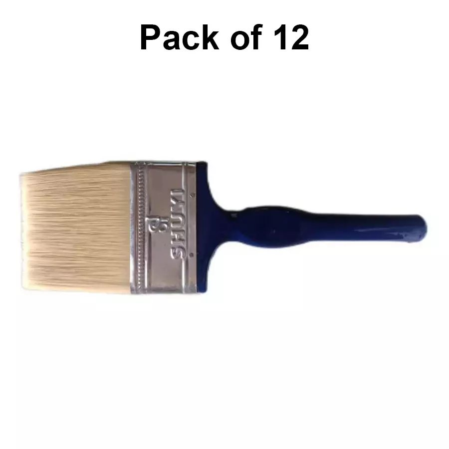 SHUYI Paint Brush Regular Type 75 mm (3 inch) White Hair Eco, 603 (Set of 12 Pcs)