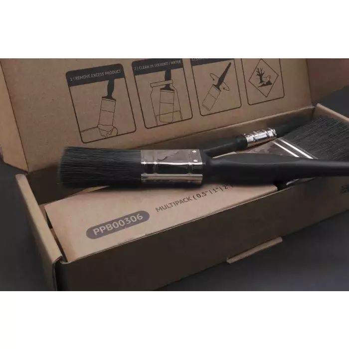 Cottam 0.5 1 2 3 Synthetic Paint Brush Set with Flat Bristles, 2009214
