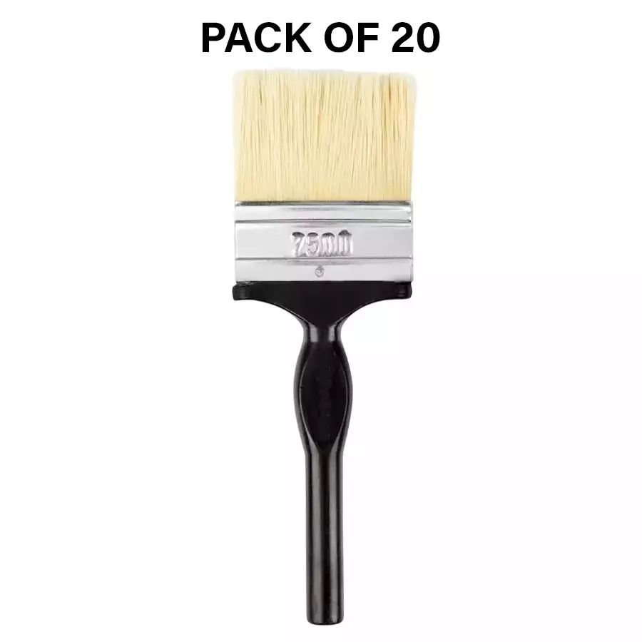 GENERIC Paint Brush 3 inch ( 75 mm) Light Brown (Pack of 20 Pcs)