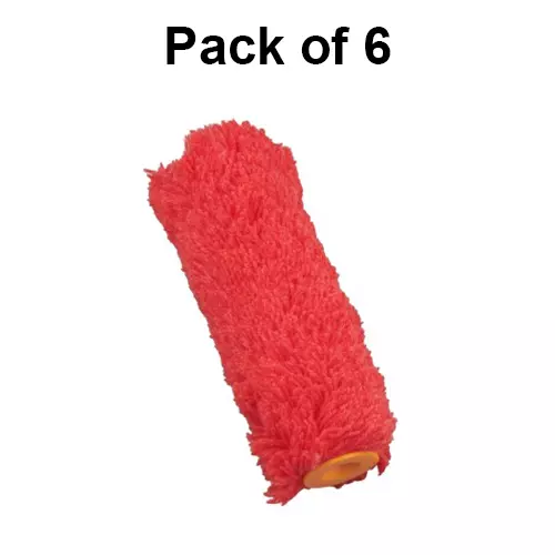 SHUYI Mini Paint Roller Refills 150 mm (6 inch) Red MIDI Exterior, 417 (Pack of 6 Refill)