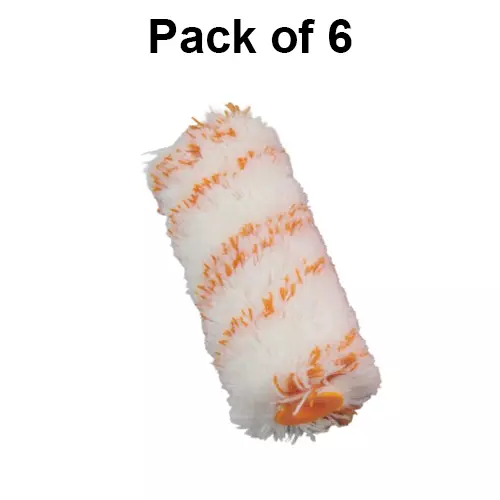 SHUYI Mini Paint Roller Refills 150 mm (6 inch) Orange Line MIDI Exterior, 418 (Pack of 6 Refill)