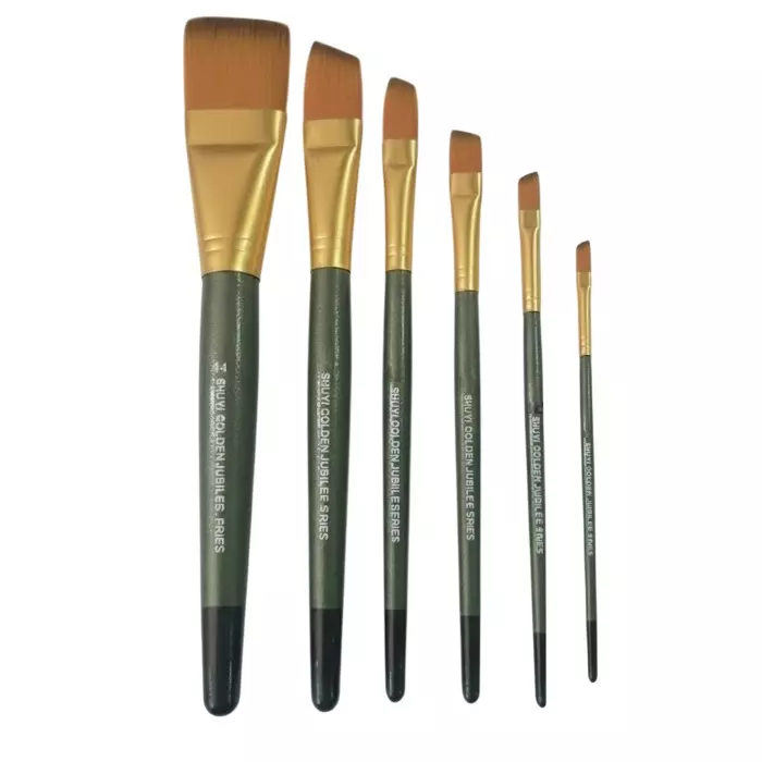 Shuyi 14 No. Artisan Pro Paint Brush Kit Green & Golden for Painting, 631 (Pack of 2 Kit)