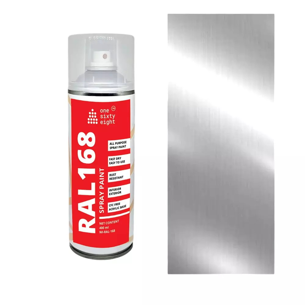 One sixty eight Spray Paint Gloss Finish 400 ml HR Silver, RAL 168 - HR Silver