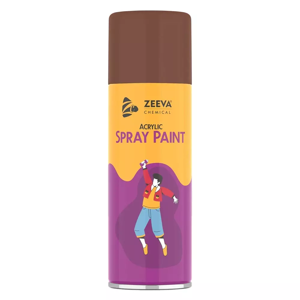 Zeeva Acrylic Spray Paint 400 ml Gloss Finish Fast Dry Nut Brown, ZC 8002