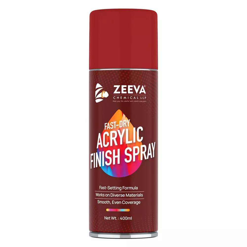Zeeva Acrylic Spray Paint 400 ml Gloss Finish Quick Dry P.O. Red