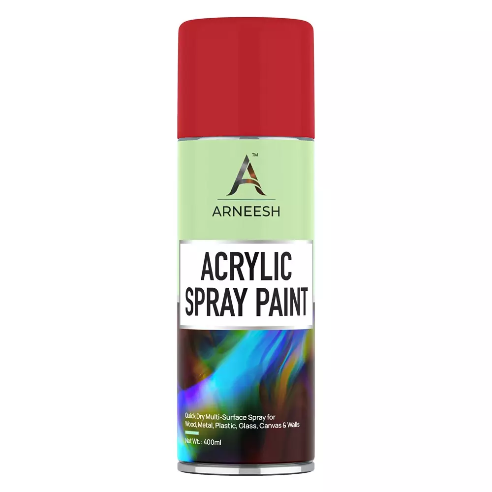 ARNEESH Acrylic Spray Paint 400 ml Gloss Finish Quick Dry Multi Surface Clear Coat Bright Red