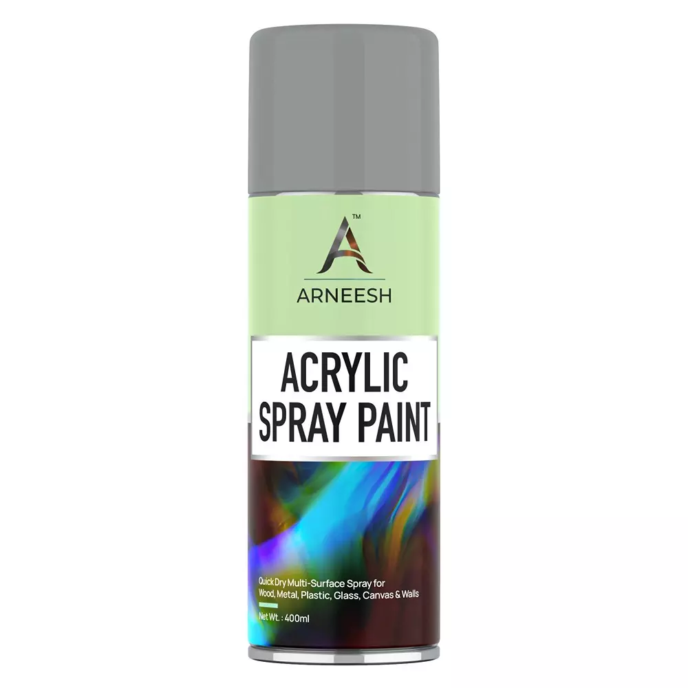 ARNEESH Acrylic Spray Paint 400 ml Gloss Finish Quick Dry Multi Surface Clear Coat Steel Grey