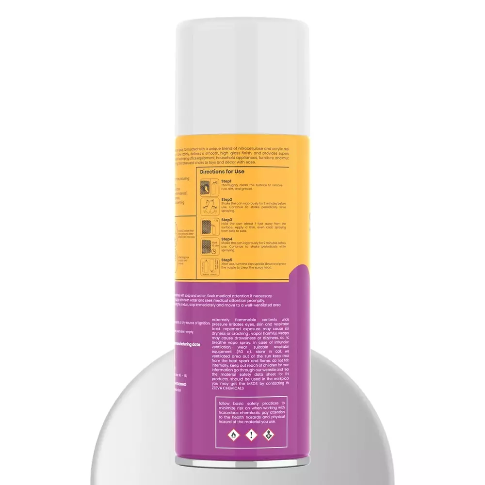 Zeeva Acrylic Spray Paint 400 ml Gloss Finish Fast Dry Silver Pearl, ZC 631