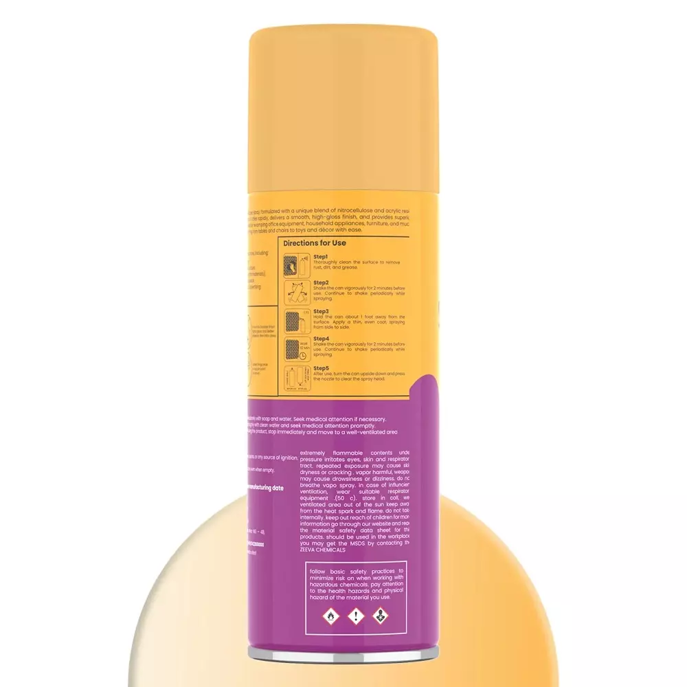 Zeeva Acrylic Spray Paint 400 ml Gloss Finish Fast Dry Gold Metalic, ZC 623