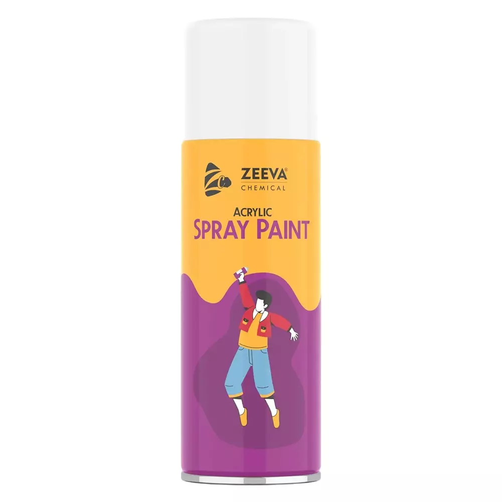 Zeeva Acrylic Spray Paint 400 ml Gloss Finish Fast Dry White, ZC 101