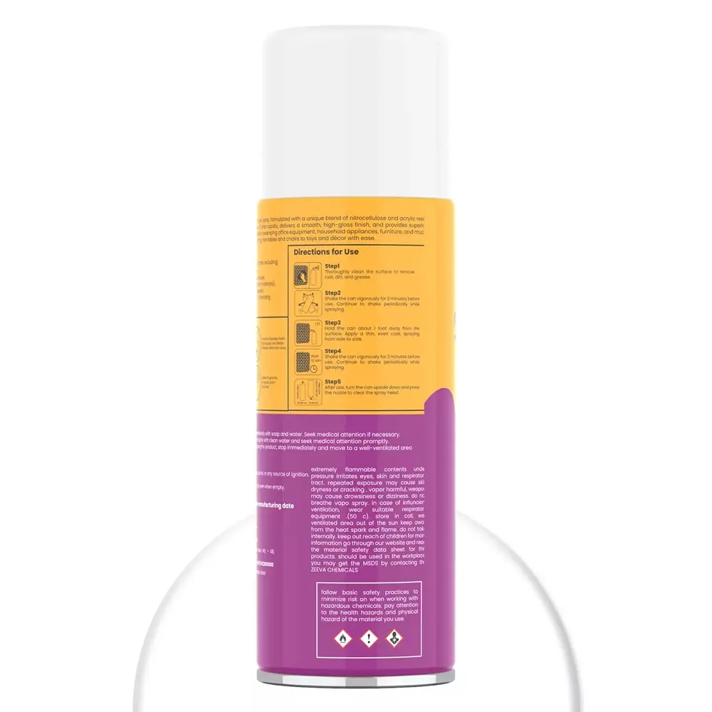 Zeeva Acrylic Spray Paint 400 ml Gloss Finish Fast Dry White, ZC 101
