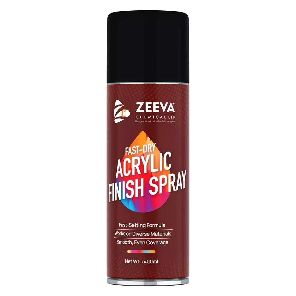 Zeeva Acrylic Spray Paint 400 ml Gloss Finish Quick Dry Black Glossy