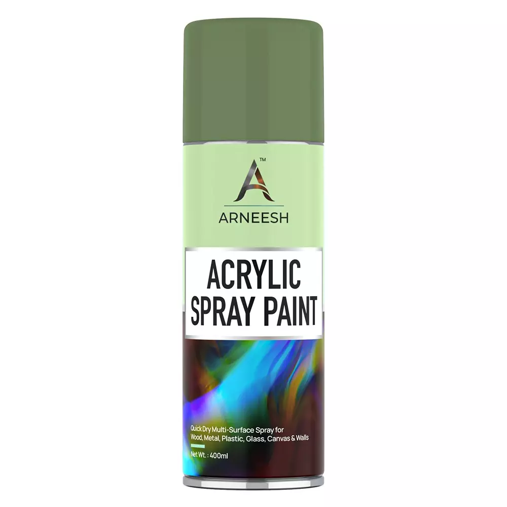 ARNEESH Acrylic Spray Paint 400 ml Gloss Finish Quick Dry Multi Surface Clear Coat Machine Green