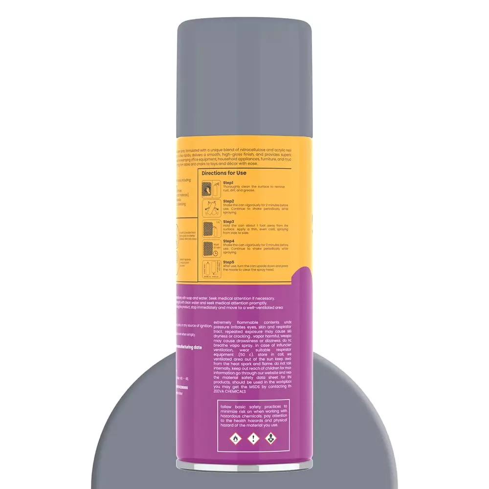 Zeeva Acrylic Spray Paint 400 ml Gloss Finish Fast Dry D.A Grey, ZC 556