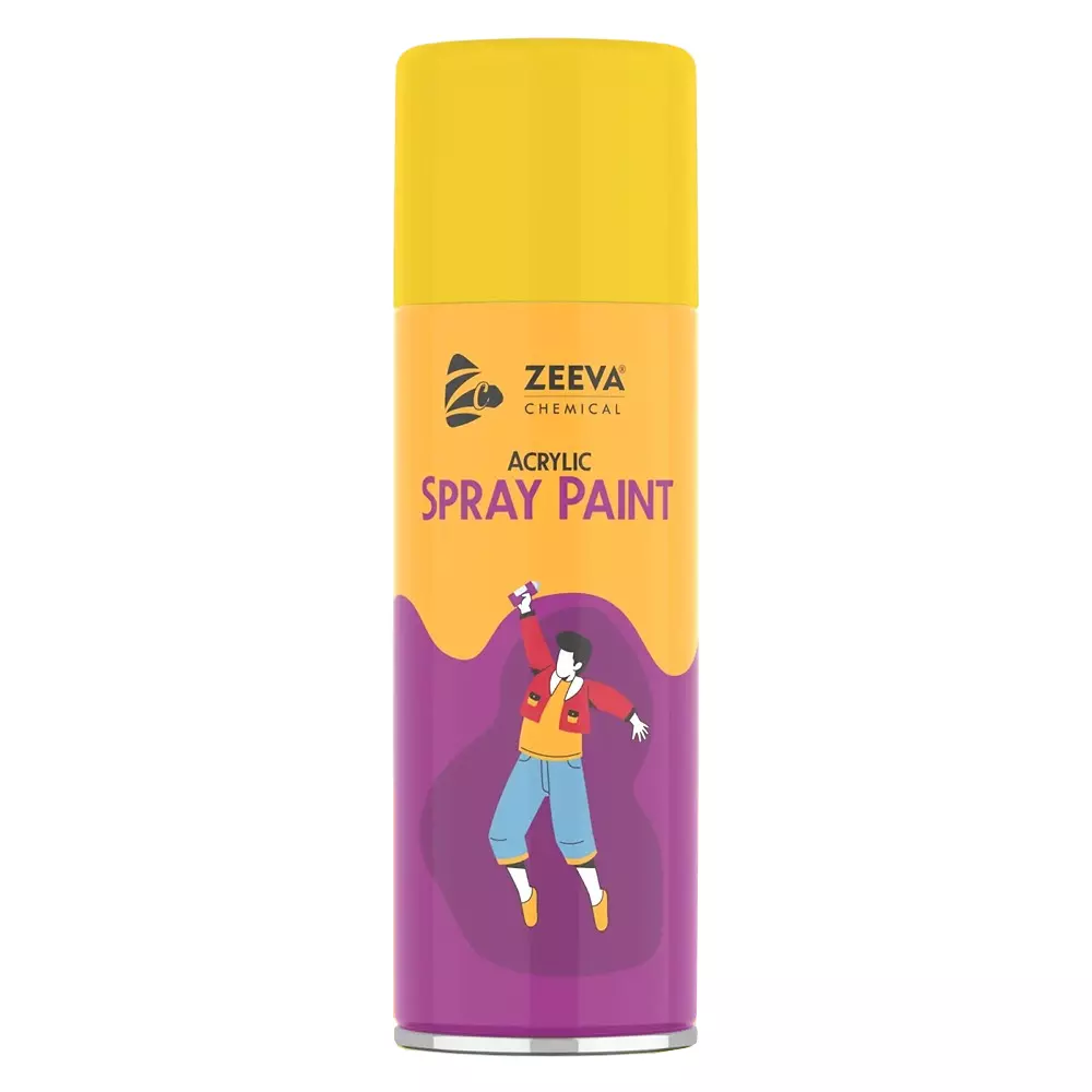 Zeeva Acrylic Spray Paint 400 ml Gloss Finish Fast Dry Lemon Yellow, ZC 1018