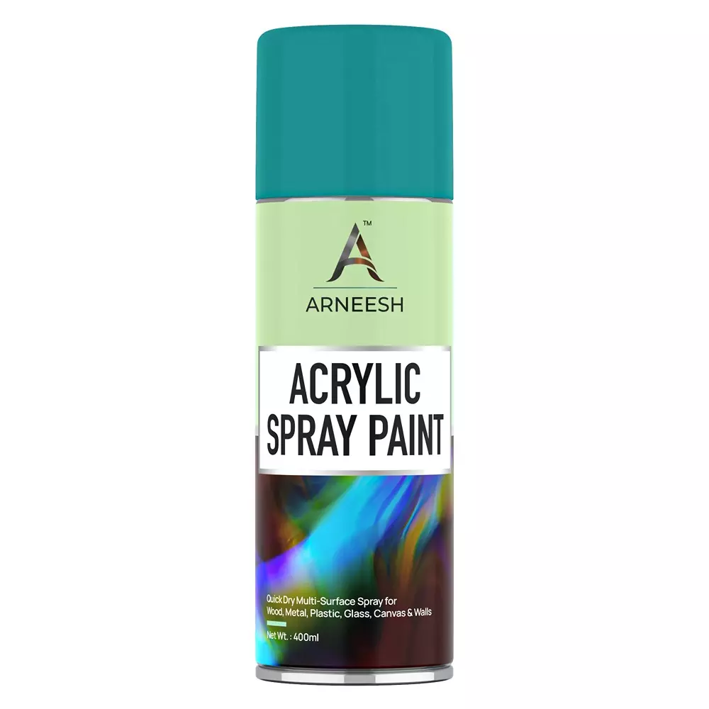 ARNEESH Acrylic Spray Paint 400 ml Gloss Finish Quick Dry Multi Surface Clear Coat Turquoise Blue