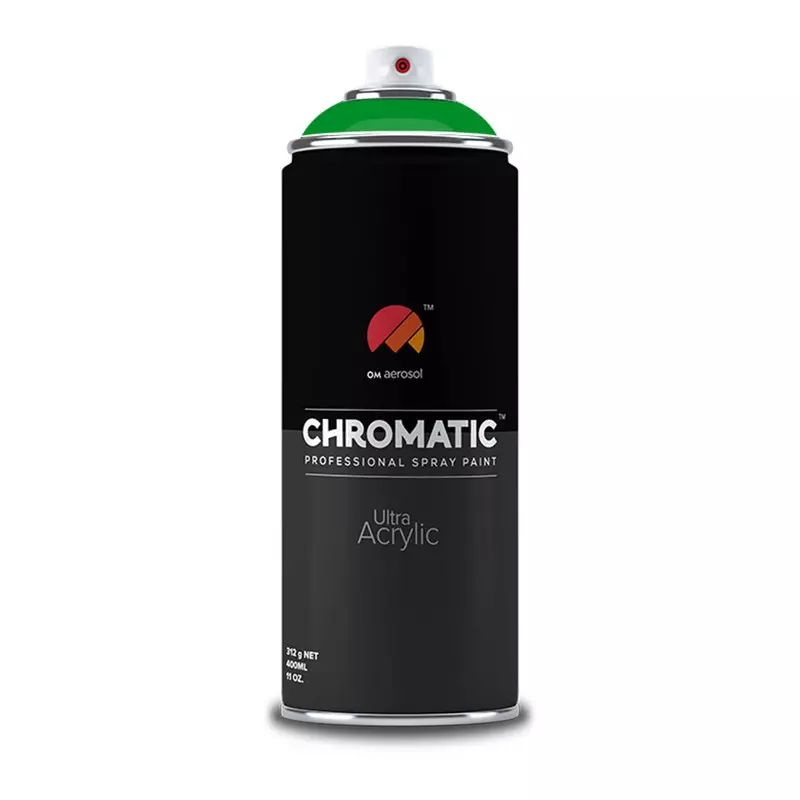 Om Aerosol Chromatic Ultra Acrylic Aerosol Professional Spray Paint 400 ml Pure Green Color, CH-6037