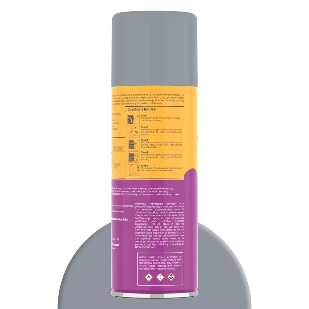 Zeeva Acrylic Spray Paint 400 ml Gloss Finish Fast Dry Squirrel Grey, ZC 7001