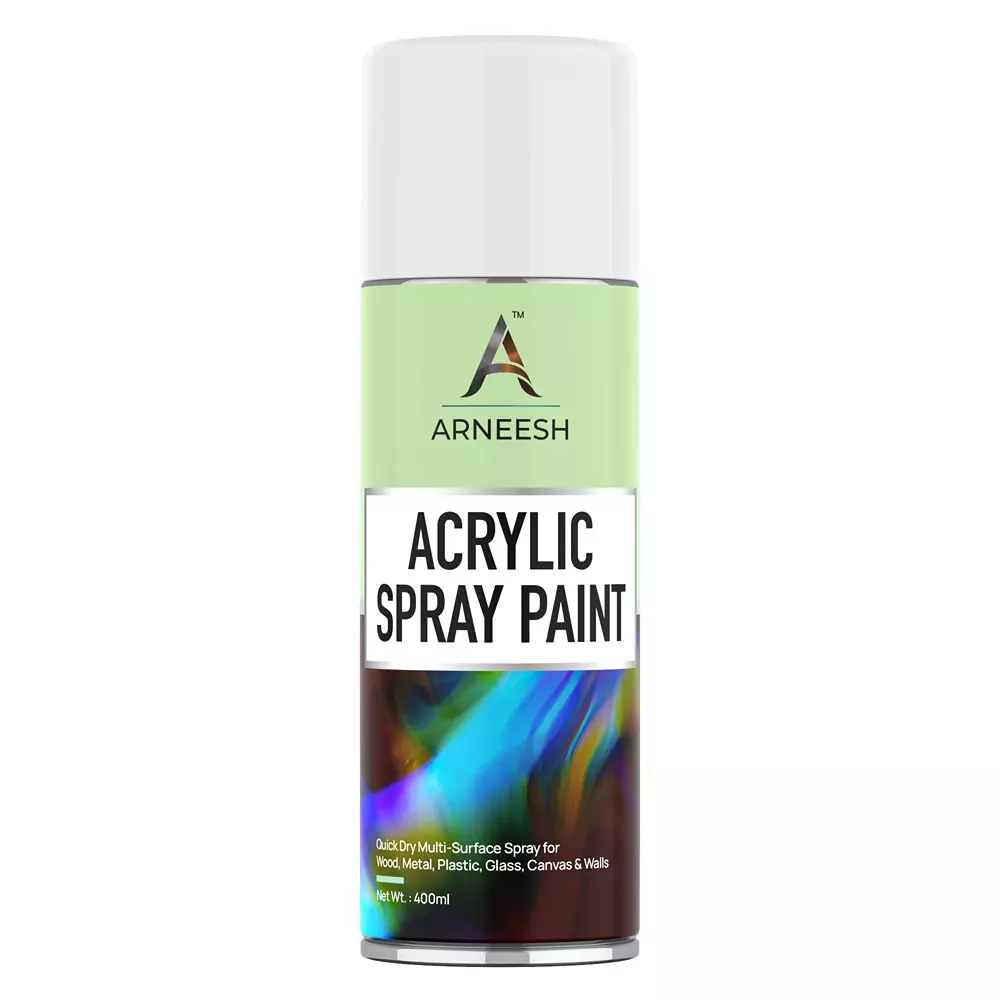 ARNEESH Acrylic Spray Paint 400 ml Gloss Finish Quick Dry Multi Surface Clear Coat Milky White