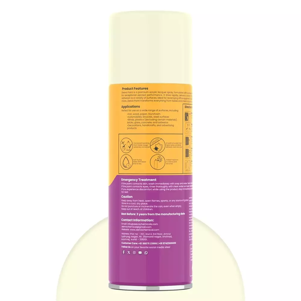 Zeeva Acrylic Spray Paint 400 ml Gloss Finish Fast Dry Ivory, ZC 105