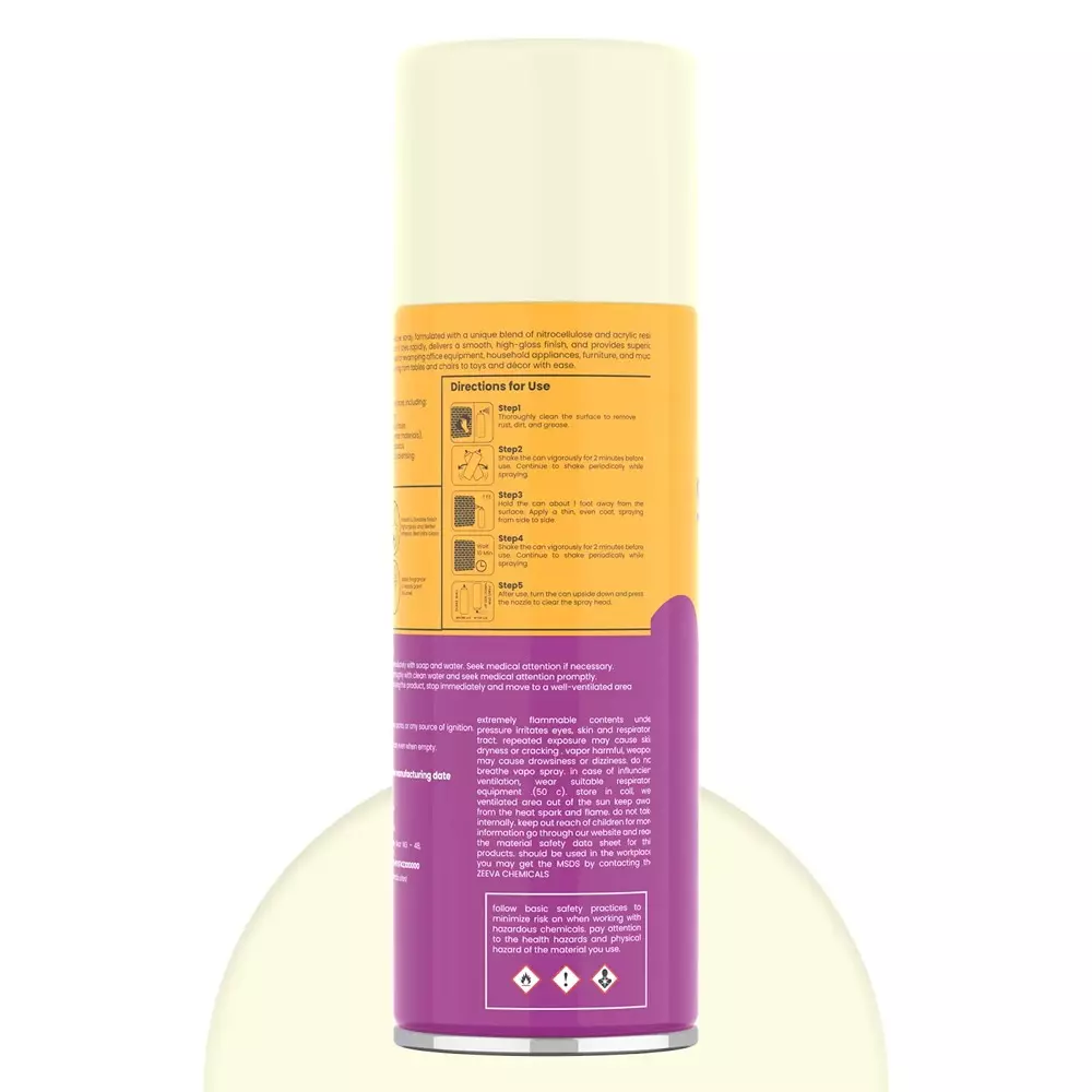 Zeeva Acrylic Spray Paint 400 ml Gloss Finish Fast Dry Ivory, ZC 105